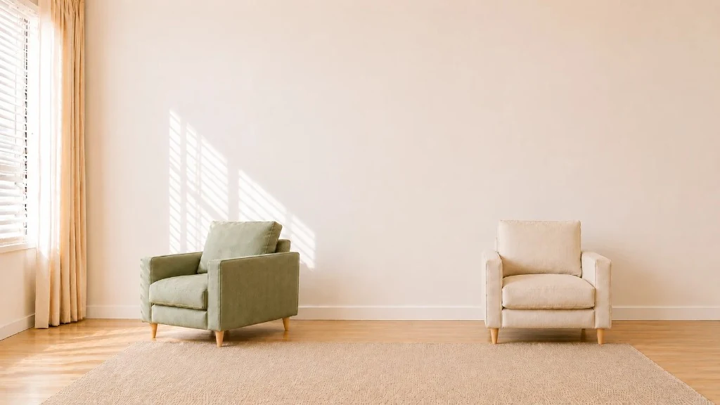 Two armchairs in a calm, quiet room